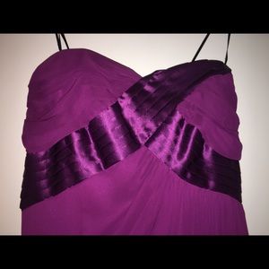 ABS Purple/magenta strapless chiffon draped dress